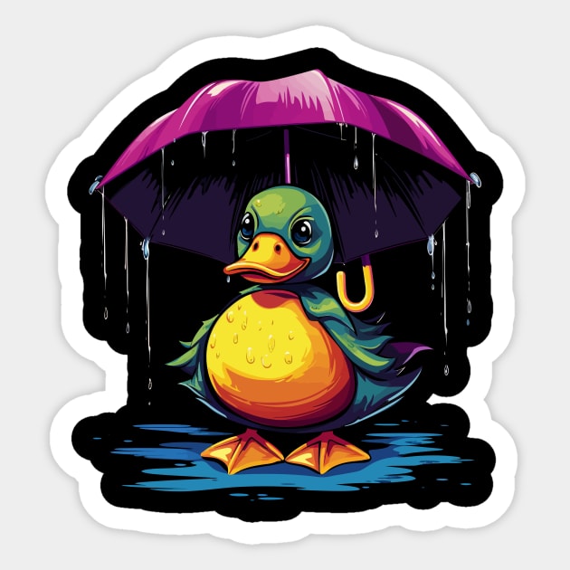 Duck Rainy Day With Umbrella Sticker by JH Mart